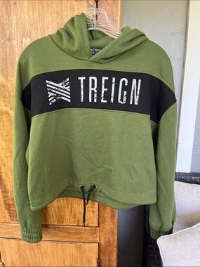 Treign small Olive & Black Logo Hooded Sweatshirt